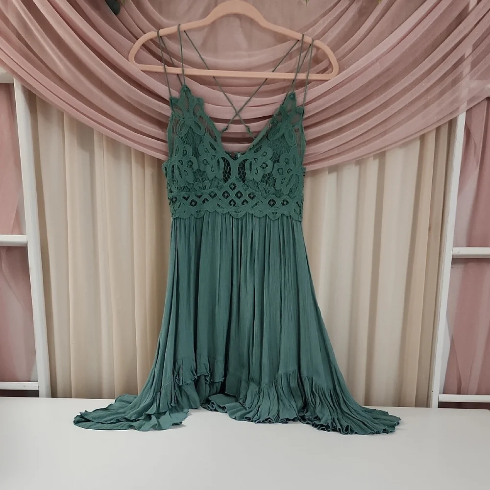 Free People Asymmetrical Teal Dress - Picture 4 of 5